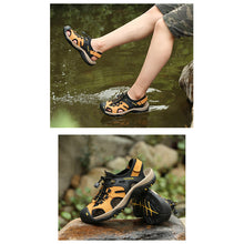 Lade das Bild in den Galerie-Viewer, draussenfeet handgefertigte lederschuhe sandalen hausschuhe 31407 gelbbraun
