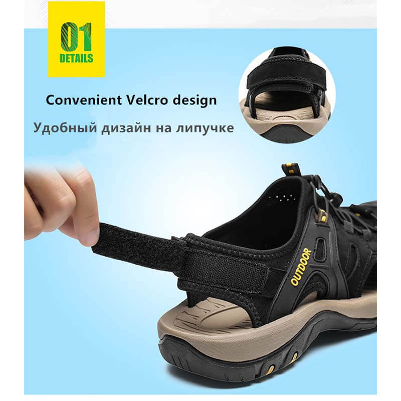 Herren Sandalen Outdoor Rutschfeste Herren Strand Sandalen Handgefertigte Echtleder Herrenschuhe Mode Herren Turnschuhe