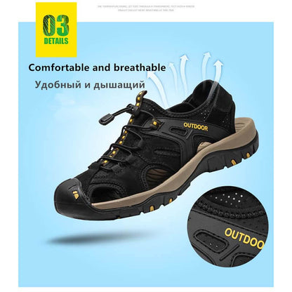 Herren Sandalen Outdoor Rutschfeste Herren Strand Sandalen Handgefertigte Echtleder Herrenschuhe Mode Herren Turnschuhe
