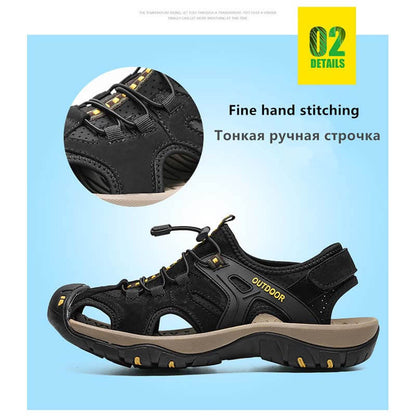 Herren Sandalen Outdoor Rutschfeste Herren Strand Sandalen Handgefertigte Echtleder Herrenschuhe Mode Herren Turnschuhe