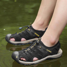 Lade das Bild in den Galerie-Viewer, Herren Sandalen Outdoor Rutschfeste Herren Strand Sandalen Handgefertigte Echtleder Herrenschuhe Mode Herren Turnschuhe
