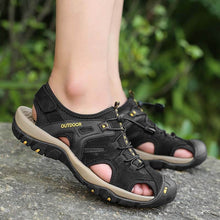 Lade das Bild in den Galerie-Viewer, Herren Sandalen Outdoor Rutschfeste Herren Strand Sandalen Handgefertigte Echtleder Herrenschuhe Mode Herren Turnschuhe
