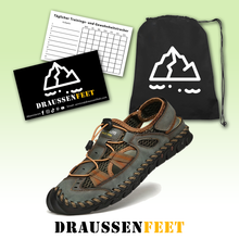 Lade das Bild in den Galerie-Viewer, draussenfeet handgefertigte lederschuhe sandalen hausschuhe 31438 grun
