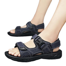 Lade das Bild in den Galerie-Viewer, draussenfeet handgefertigte lederschuhe sandalen hausschuhe 31564 blau
