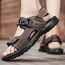Lade das Bild in den Galerie-Viewer, draussenfeet handgefertigte lederschuhe sandalen hausschuhe 31564 braun
