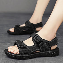 Lade das Bild in den Galerie-Viewer, draussenfeet handgefertigte lederschuhe sandalen hausschuhe 31564 schwarz

