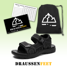 Lade das Bild in den Galerie-Viewer, draussenfeet handgefertigte lederschuhe sandalen hausschuhe 31564 schwarz
