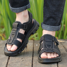 Lade das Bild in den Galerie-Viewer, draussenfeet handgefertigte lederschuhe sandalen hausschuhe 31565 schwarz
