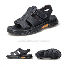 Lade das Bild in den Galerie-Viewer, draussenfeet handgefertigte lederschuhe sandalen hausschuhe 31565 schwarz
