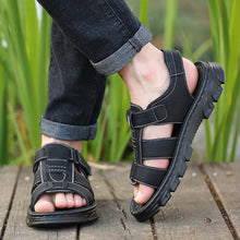 Lade das Bild in den Galerie-Viewer, draussenfeet handgefertigte lederschuhe sandalen hausschuhe 31565 schwarz
