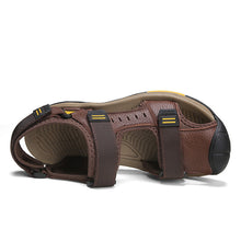 Lade das Bild in den Galerie-Viewer, draussenfeet handgefertigte lederschuhe sandalen hausschuhe 31566 braun
