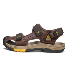 Lade das Bild in den Galerie-Viewer, draussenfeet handgefertigte lederschuhe sandalen hausschuhe 31566 braun
