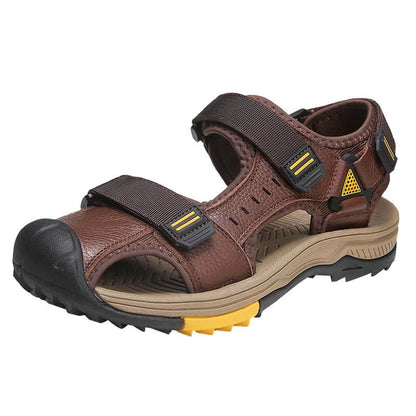 Herren Sommer Outdoor rutschfeste geschlossene Ledersandalen Casual Beach Schuhe