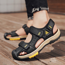 Lade das Bild in den Galerie-Viewer, draussenfeet handgefertigte lederschuhe sandalen hausschuhe 31566 schwarz
