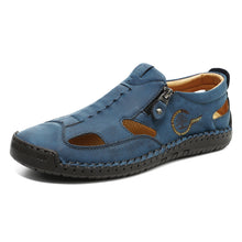 Lade das Bild in den Galerie-Viewer, draussenfeet handgefertigte lederschuhe sandalen hausschuhe 31568 blau
