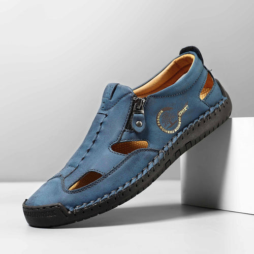 draussenfeet handgefertigte lederschuhe sandalen hausschuhe 31568 blau