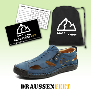 draussenfeet handgefertigte lederschuhe sandalen hausschuhe 31568 blau