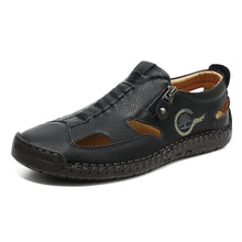 Lade das Bild in den Galerie-Viewer, draussenfeet handgefertigte lederschuhe sandalen hausschuhe 31568 schwarz
