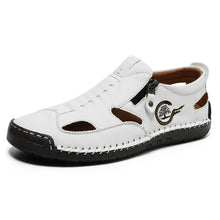 Lade das Bild in den Galerie-Viewer, draussenfeet handgefertigte lederschuhe sandalen hausschuhe 31568 weiss
