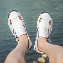 Lade das Bild in den Galerie-Viewer, draussenfeet handgefertigte lederschuhe sandalen hausschuhe 31568 weiss
