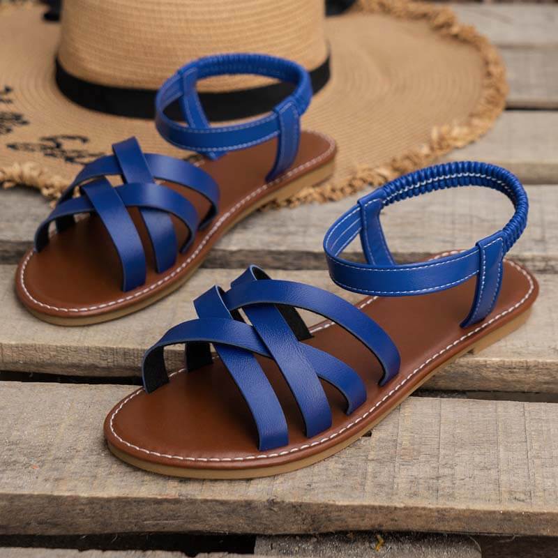Damen Atmungsaktive Strandsandalen Elastischem Kreuzriemen