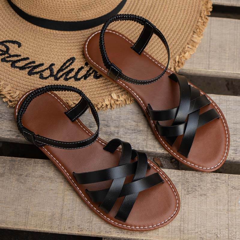 Damen Atmungsaktive Strandsandalen Elastischem Kreuzriemen