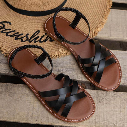 Damen Atmungsaktive Strandsandalen Elastischem Kreuzriemen