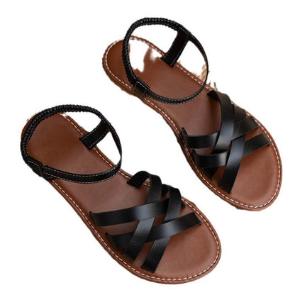 Damen Atmungsaktive Strandsandalen Elastischem Kreuzriemen