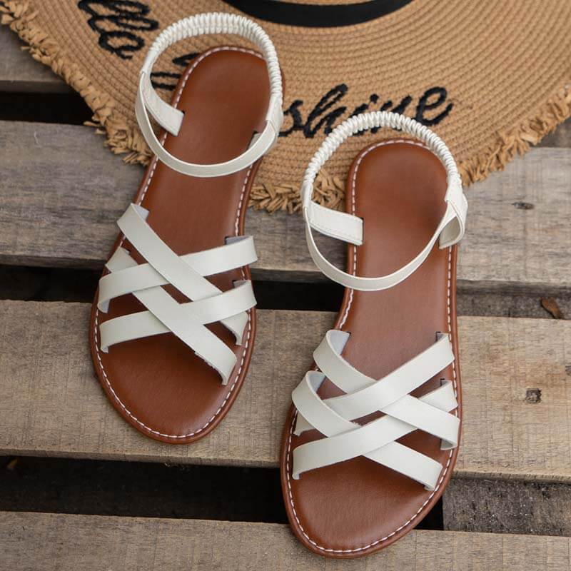 Damen Atmungsaktive Strandsandalen Elastischem Kreuzriemen