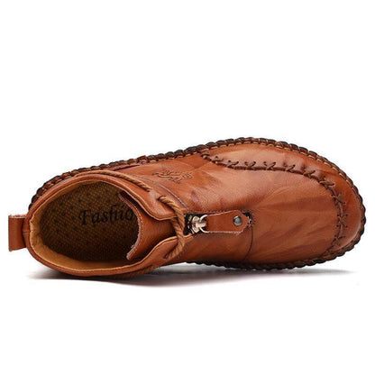 Männer Hand Nähen Leder rutschfeste große weiche Sohle Freizeitstiefel