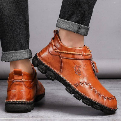 Männer Hand Nähen Leder rutschfeste große weiche Sohle Freizeitstiefel