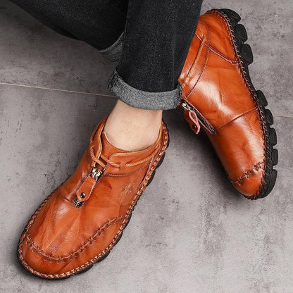 Männer Hand Nähen Leder rutschfeste große weiche Sohle Freizeitstiefel