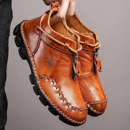 Männer Hand Nähen Leder rutschfeste große weiche Sohle Freizeitstiefel
