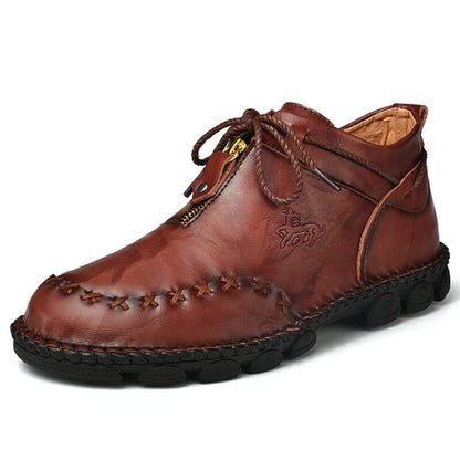Männer Hand Nähen Leder rutschfeste große weiche Sohle Freizeitstiefel