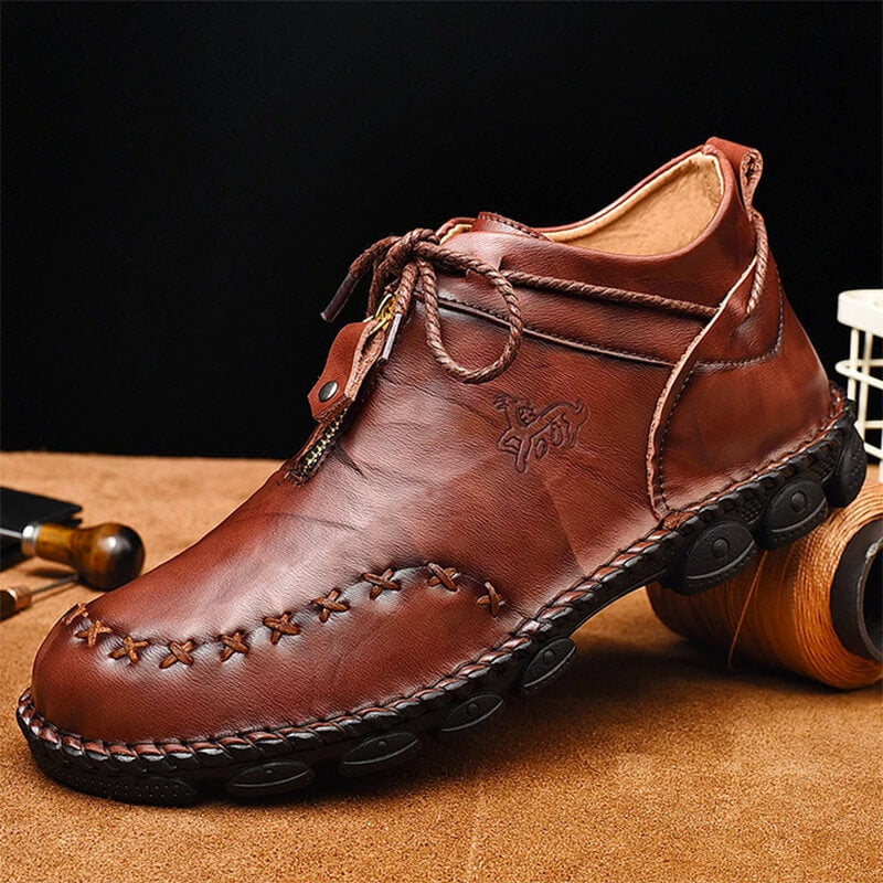 Männer Hand Nähen Leder rutschfeste große weiche Sohle Freizeitstiefel