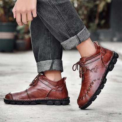 Männer Hand Nähen Leder rutschfeste große weiche Sohle Freizeitstiefel