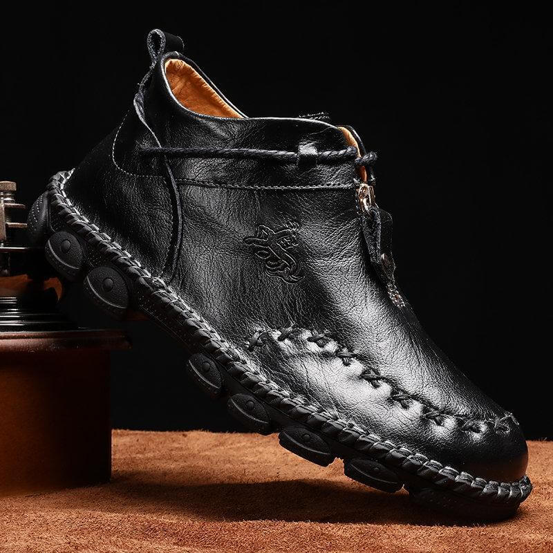 Männer Hand Nähen Leder rutschfeste große weiche Sohle Freizeitstiefel