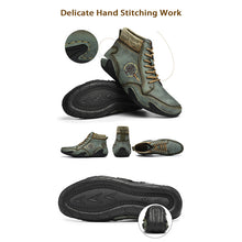 Lade das Bild in den Galerie-Viewer, Herren handgefertigte Soft Slip Resistant Schnürstiefeletten aus Leder
