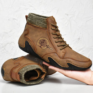 Men Handmade Soft Slip Resistant lace -up boots made of leather