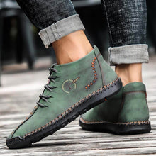 Lade das Bild in den Galerie-Viewer, Herren Hand nähen Leder rutschfeste weiche Sohle Casual Ankle Boots
