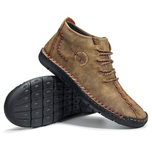 Herren Hand nähen Leder rutschfeste weiche Sohle Casual Ankle Boots