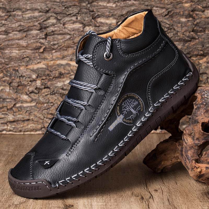 Herren Hand nähen Leder rutschfeste bequeme Stiefeletten