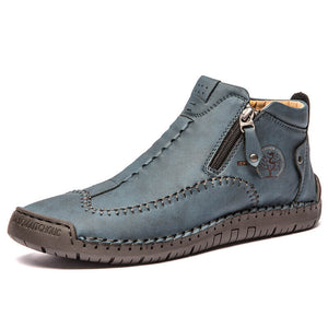 Elegante para hombres con cremallera lateral de la mano de la mano hecha a mano botas casuales del tobillo casual