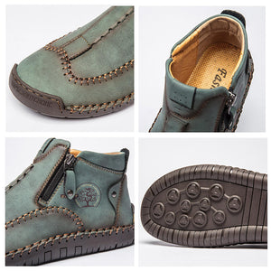 Elegante para hombres con cremallera lateral de la mano de la mano hecha a mano botas casuales del tobillo casual