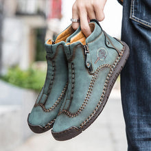 Cargar imagen en el visor de la galería, Elegante para hombres con cremallera lateral de la mano de la mano hecha a mano botas casuales del tobillo casual
