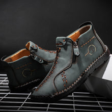 Lade das Bild in den Galerie-Viewer, Herren Vintage Hand Nähen Mikrofaser Leder Seite Reißverschluss Stiefeletten
