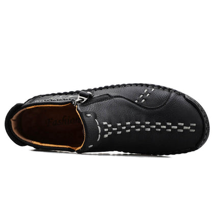 Men's vintage hand sew microfiber leather side zipper ankle boots