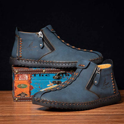 Salkin men's hand sewing side zipper soft comfy slip on ankle boots