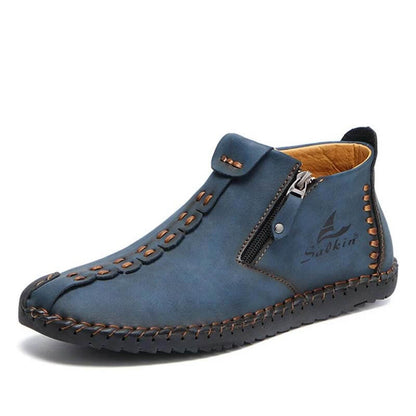 Salkin men's hand sewing side zipper soft comfy slip on ankle boots