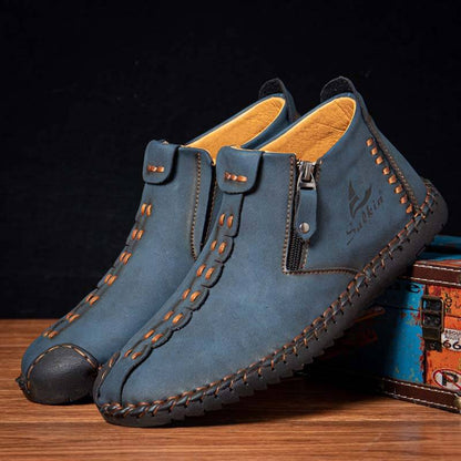 Salkin men's hand sewing side zipper soft comfy slip on ankle boots